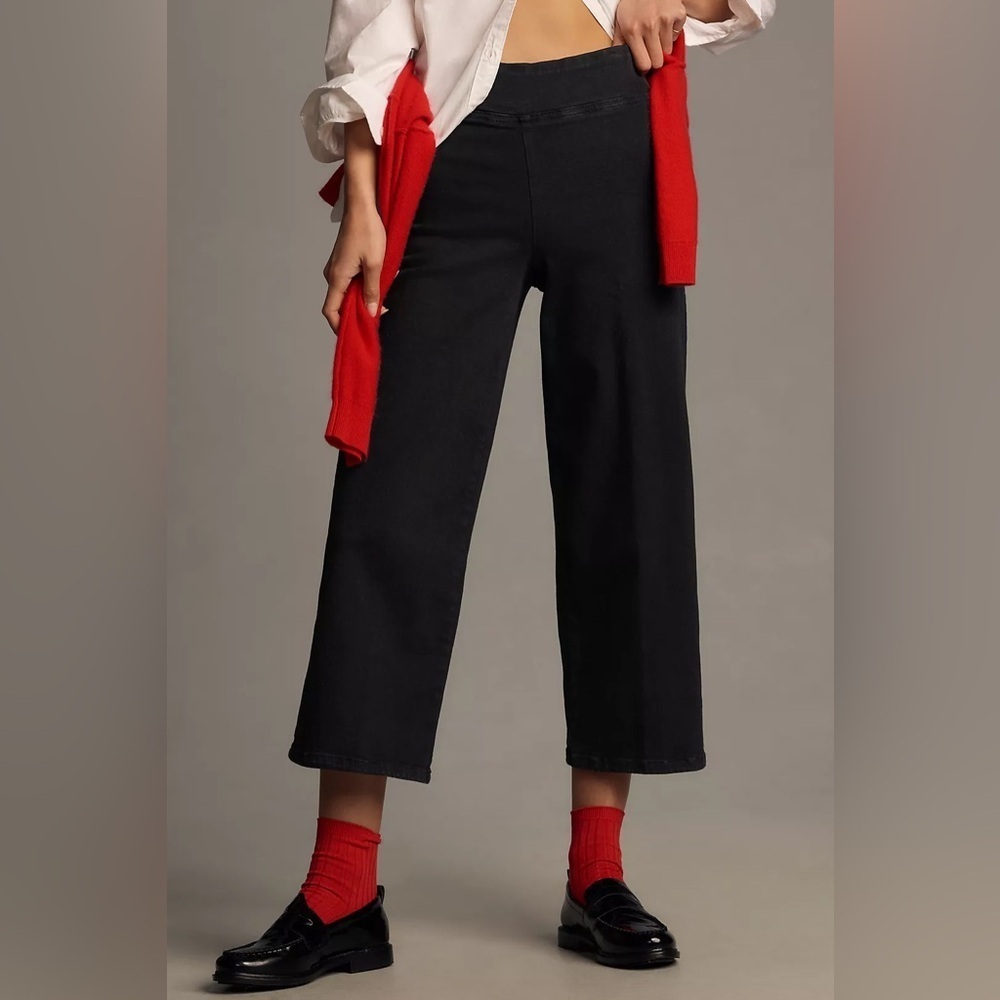 FRAME The Jetset Wide Leg Crop Jean Sheen Noir Black sz2/30-34- Still Full Price